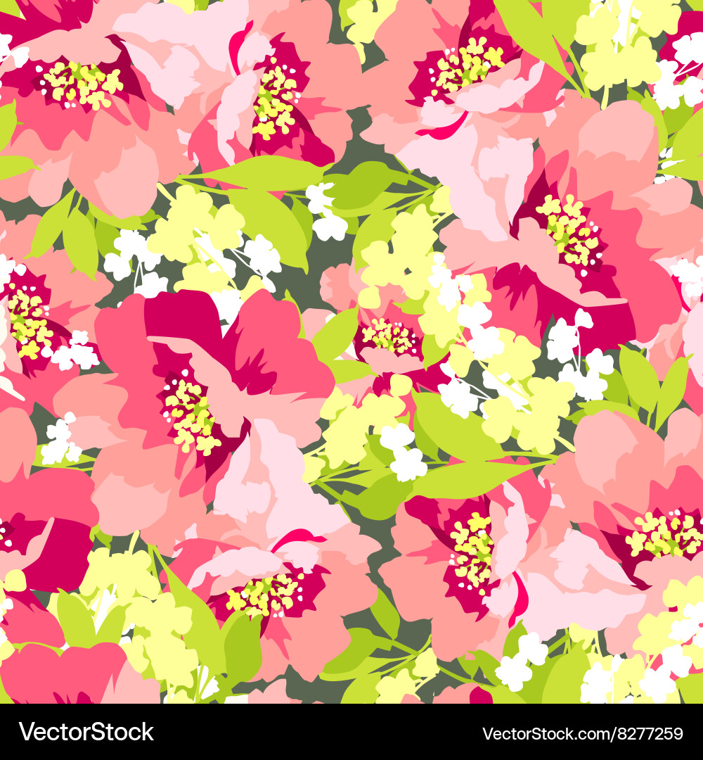 Wild Rose Floral Seamless Pattern Vector Image