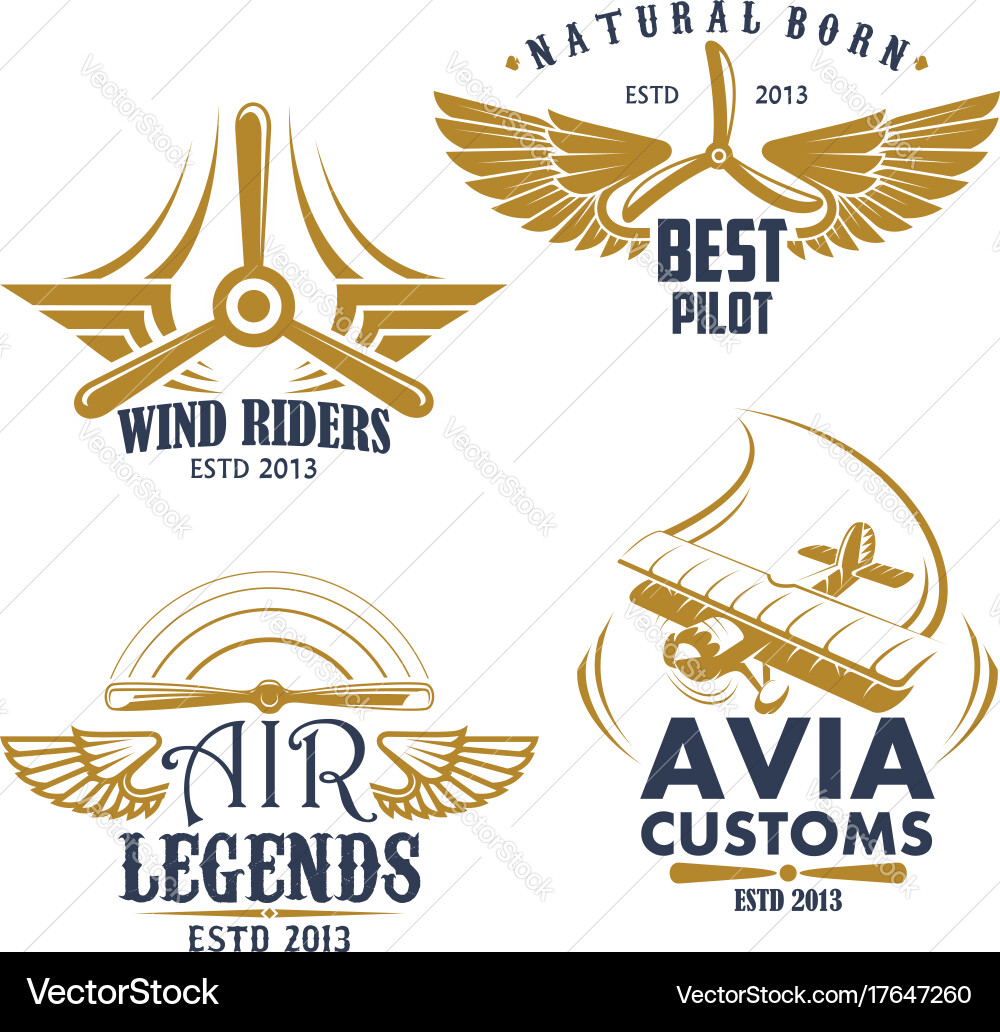 Aviation Pilot Icons Vector Image