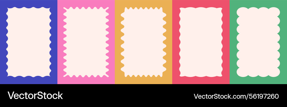 Cloudy wave curve edge border set Cloudy wave curve edge border set vector image