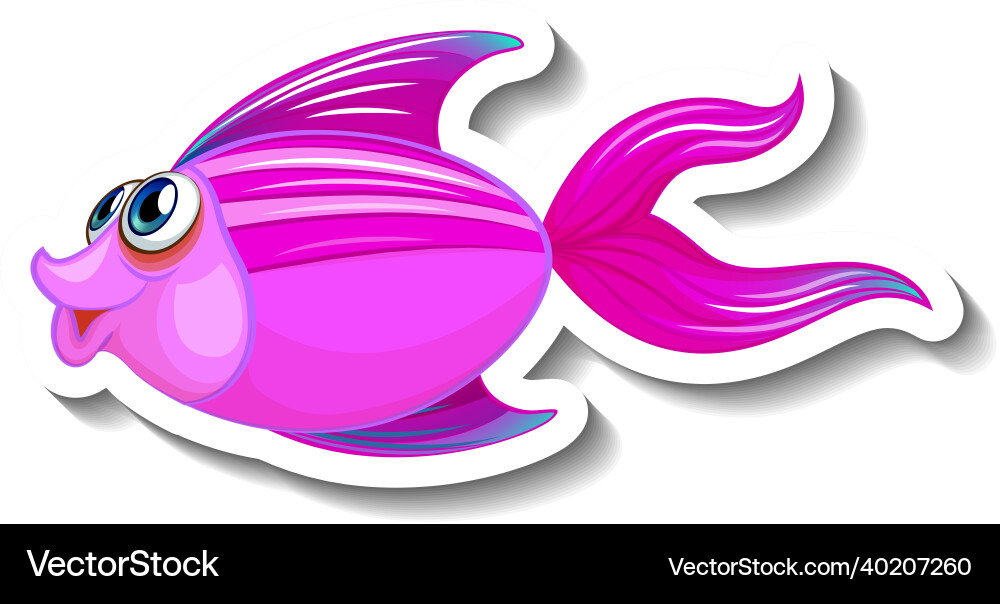 Cute fish sea animal cartoon sticker Cute fish sea animal cartoon sticker vector image