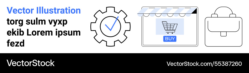 E-commerce setup with online storefront checkmark E-commerce setup with online storefront checkmark Vector Image