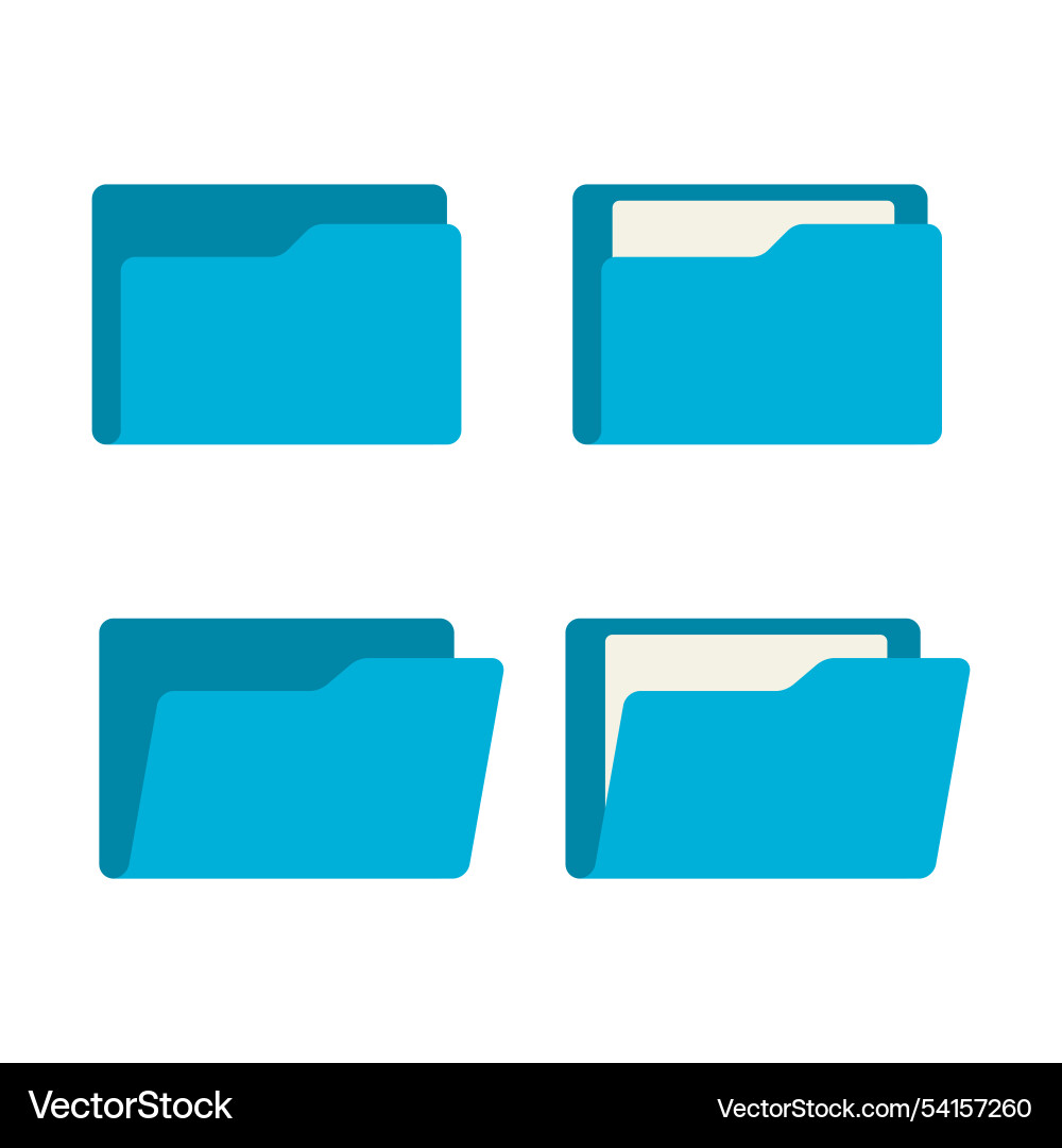 File folder set symbol of office document opened vector image