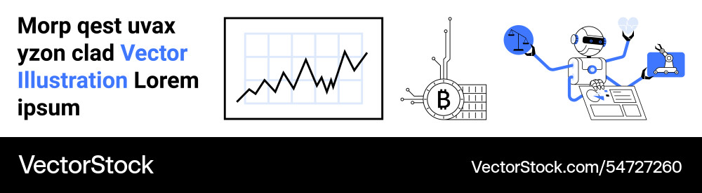 Futuristic robot with bitcoin circuit graph Futuristic robot with bitcoin circuit graph vector image