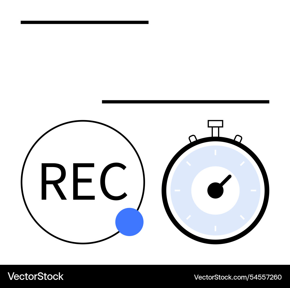 Recording button and stopwatch emphasizing time Recording button and stopwatch emphasizing time vector image