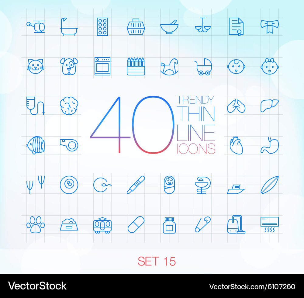 Thin Line Icons - Web & Mobile Set vector image