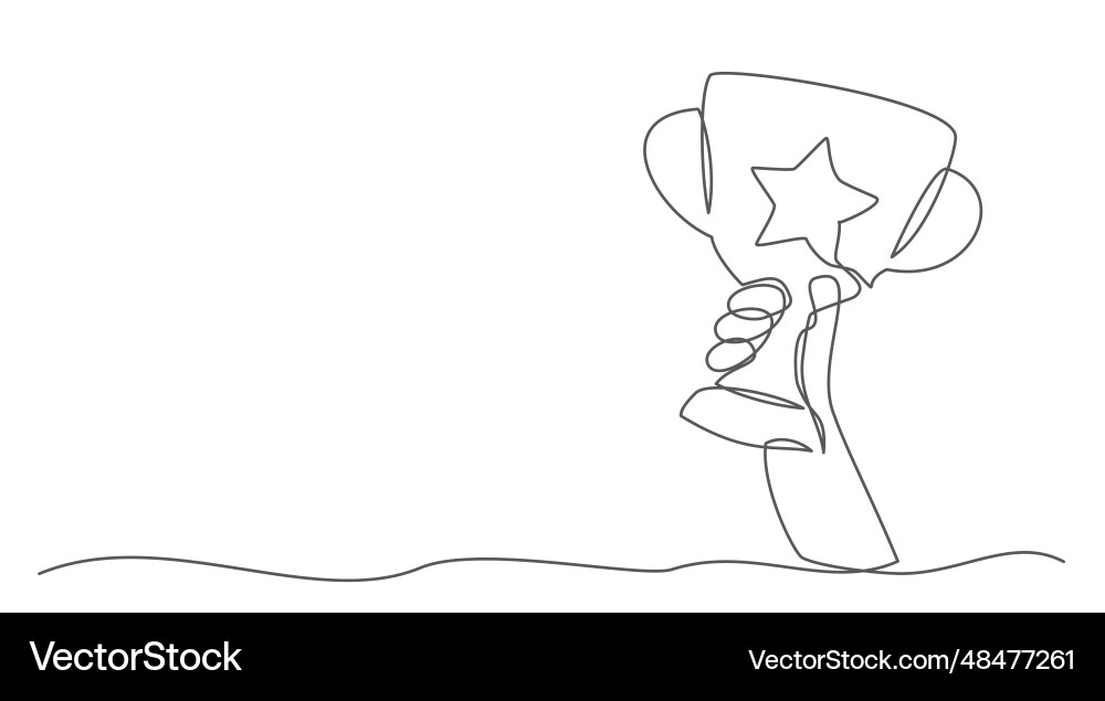Champion cup one line drawing isolated on white Champion cup one line drawing isolated on white vector image