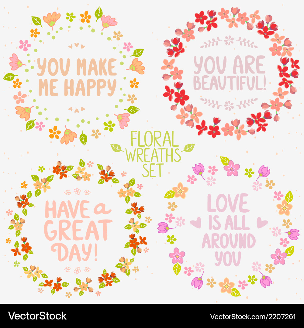 Floral Wreath Collection Vector Image