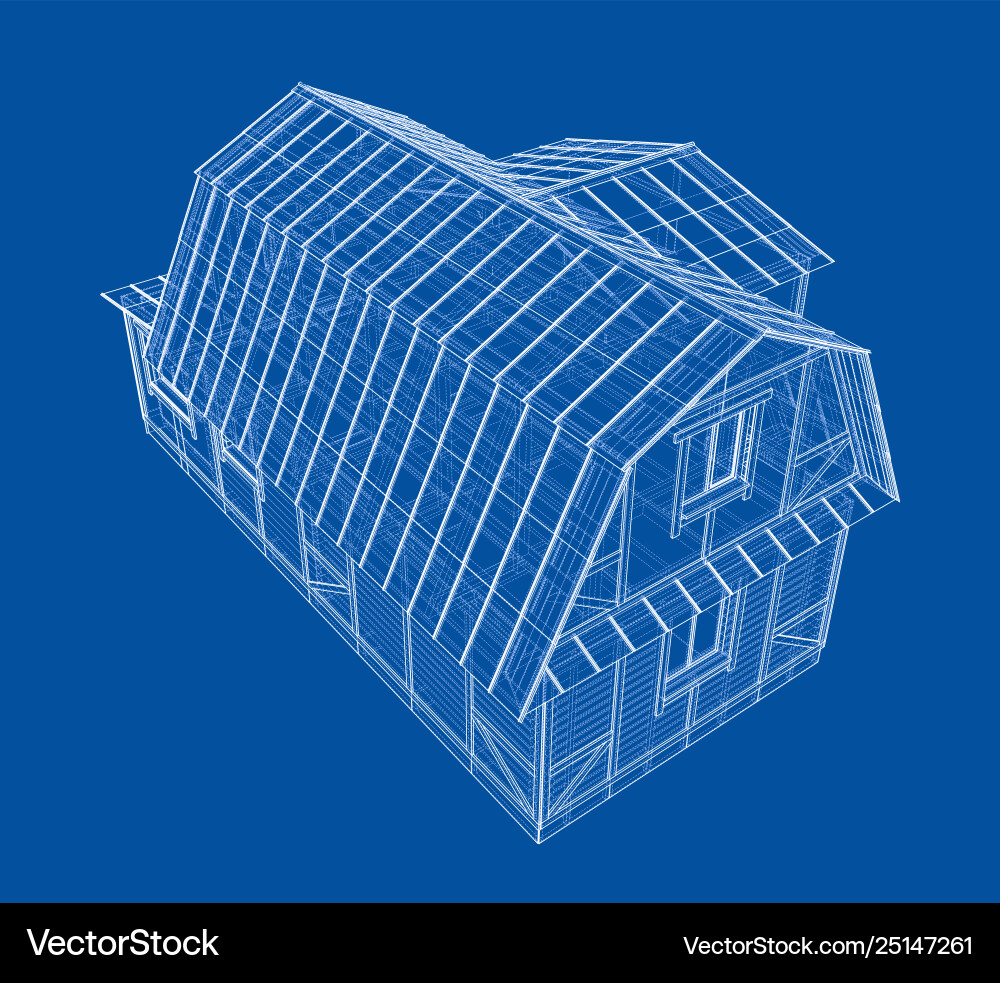 House sketch rendering 3d Vector Image