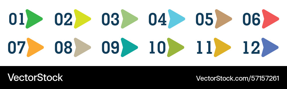 Numbers bullet points from one to twelve Vector Image
