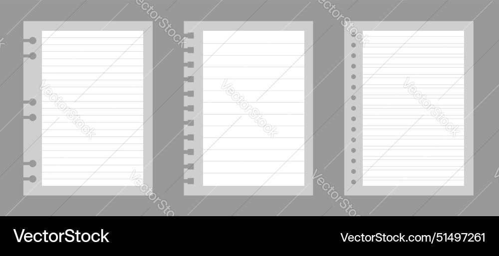 Set of notebook sheets isolated on gray background Vector Image