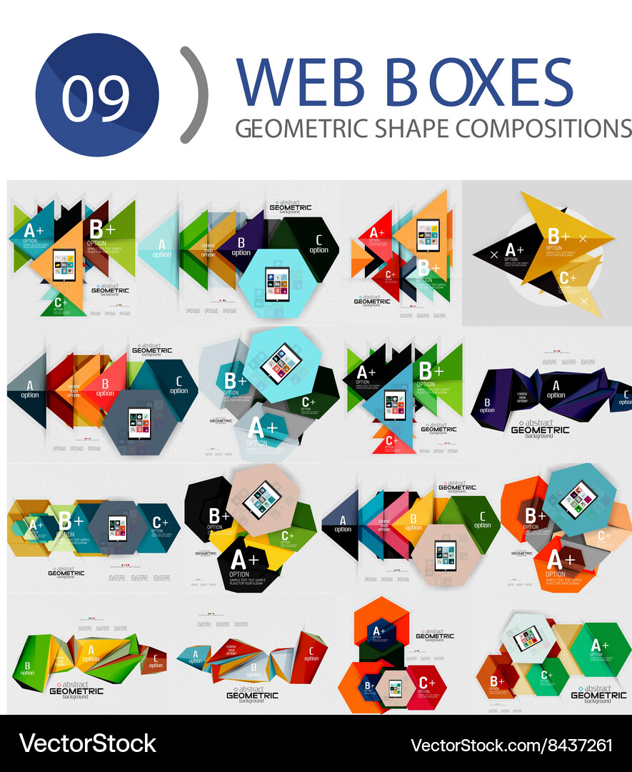 Set of web internet boxes with buttons and sample Vector Image