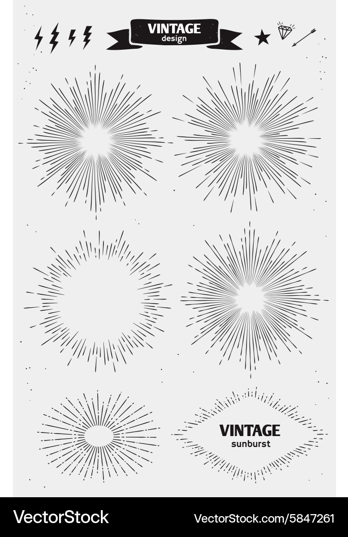 Vintage Sunburst Starburst Collection Vector Image