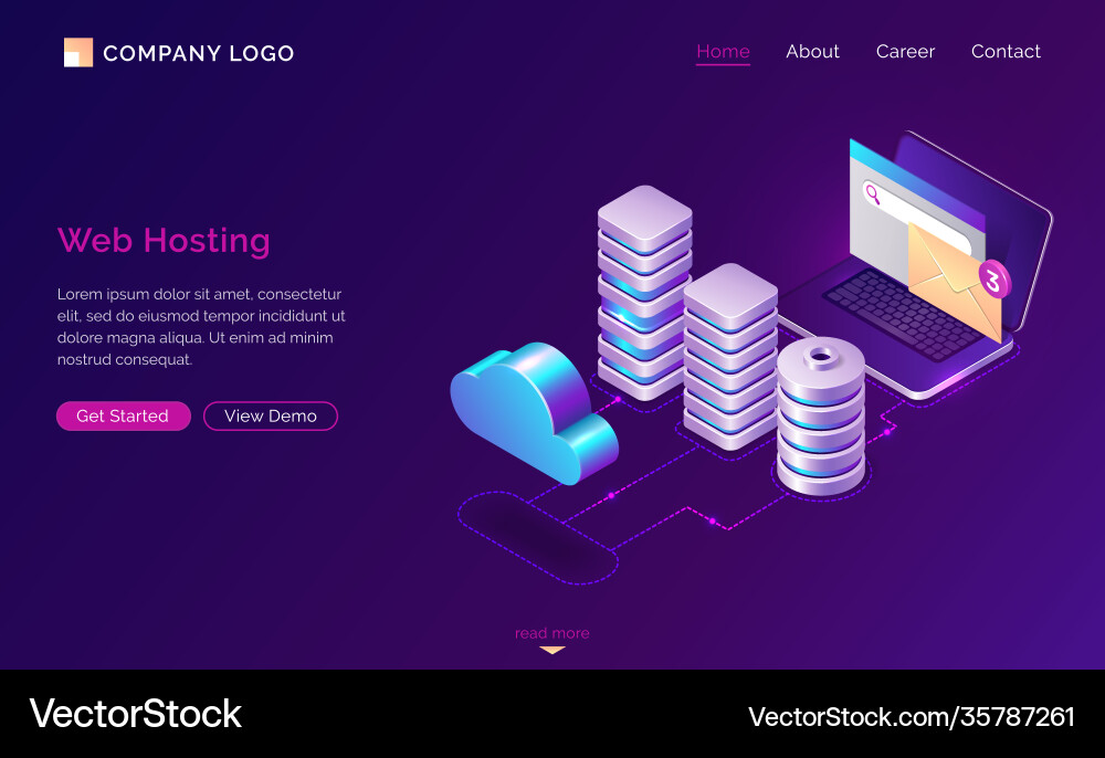 Web hosting isometric concept banner vector image