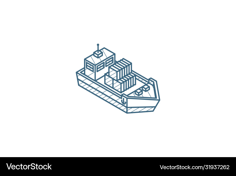 Container cargo ship isometric icon 3d line art Container cargo ship isometric icon 3d line art vector image