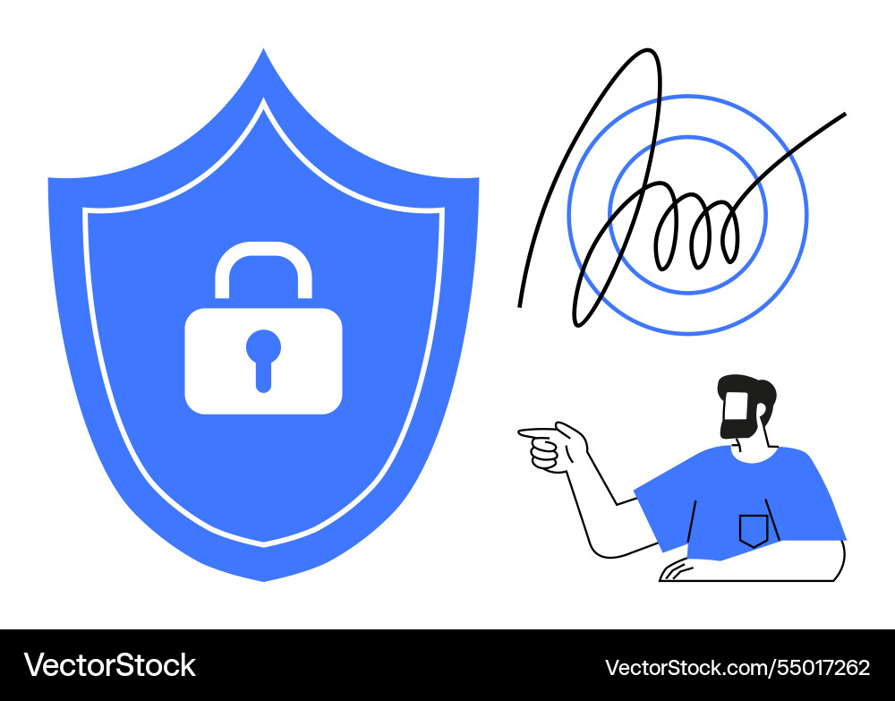 Digital security representation with shield Vector Image