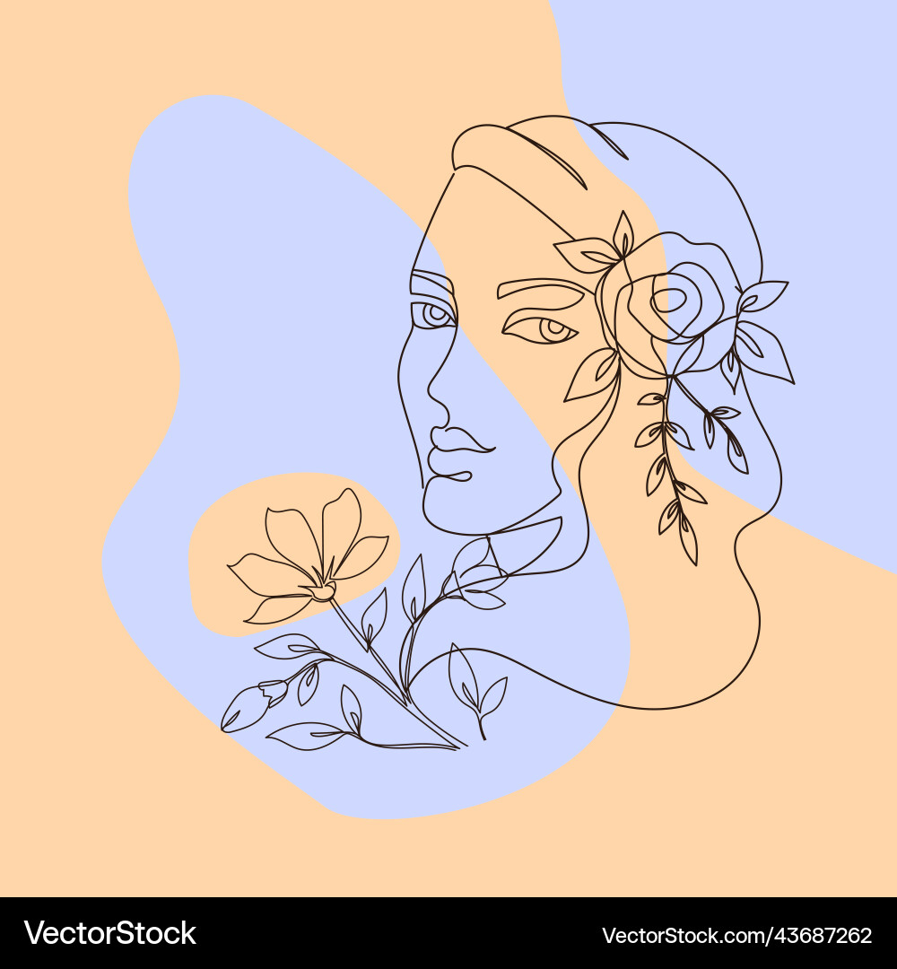 Line face art female beautiful portrait outline Line face art female beautiful portrait outline vector image