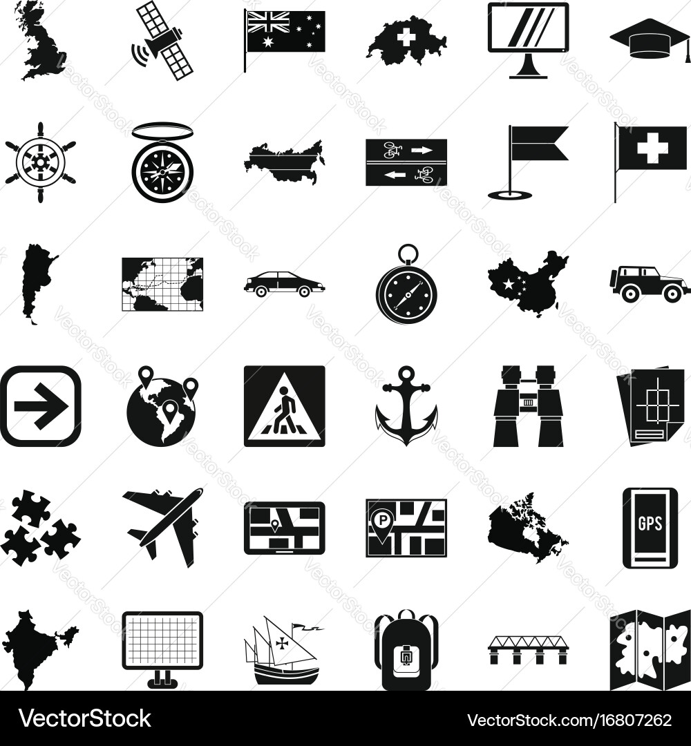 Navigation icons set simple style vector image
