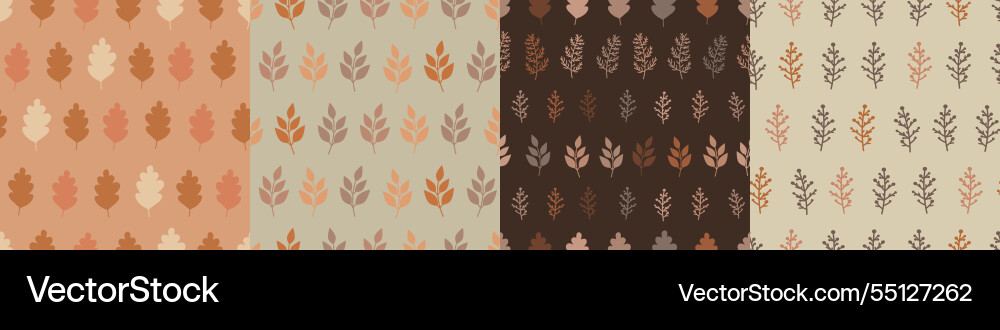 Set of autumn patterns with leaves Set of autumn patterns with leaves vector image