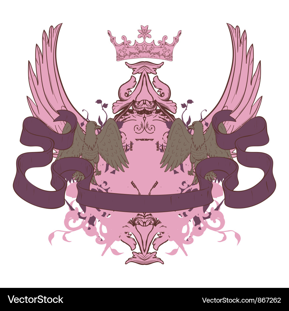 Vintage crest with scroll Vector Image