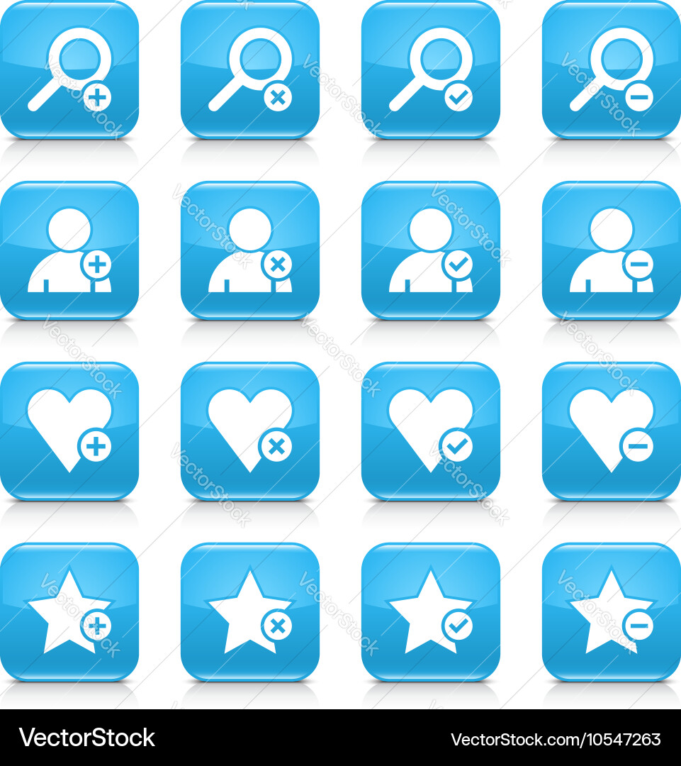 Blue additional sign square icon web button Vector Image