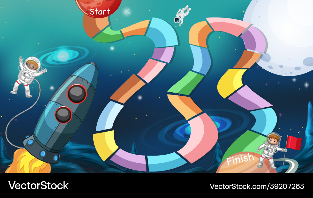 Board game template with space theme vector image