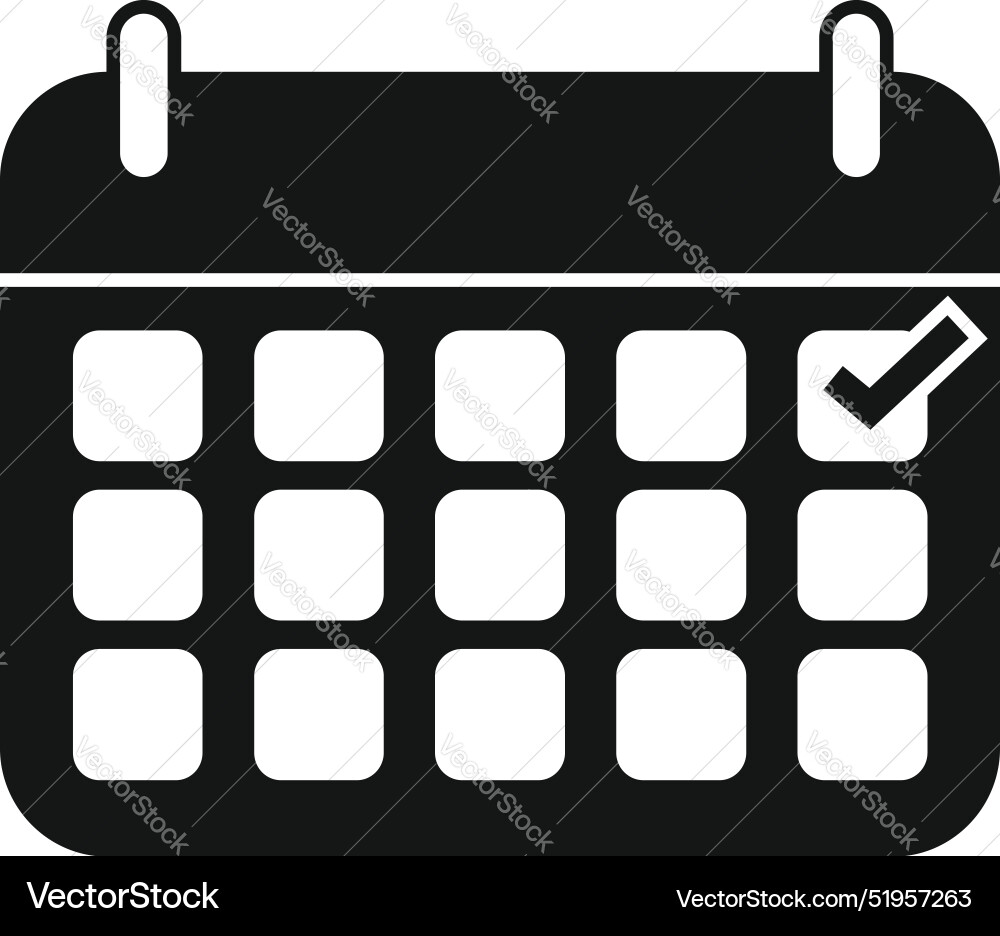 Calendar showing day with check mark icon vector image
