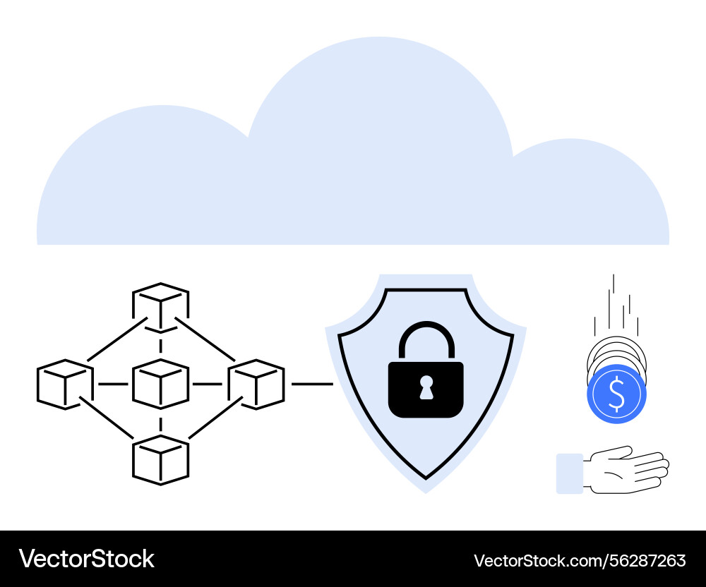 Cloud technology with blockchain network Cloud technology with blockchain network vector image