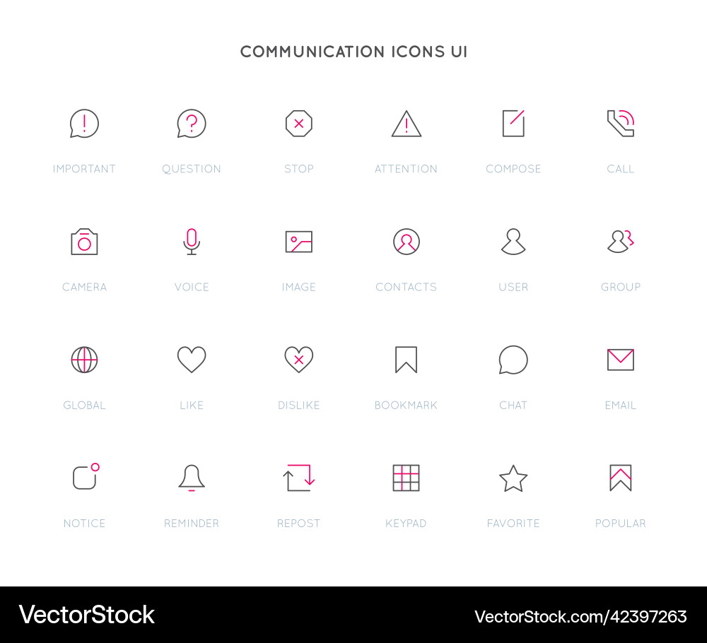 Communication user interface ui icon set high Communication user interface ui icon set high vector image