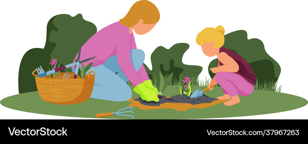 Gardening flat composition vector image