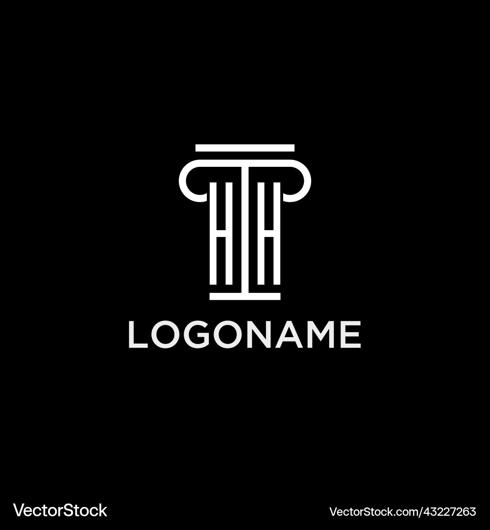 Hh monogram initial logo with pillar shape icon Vector Image