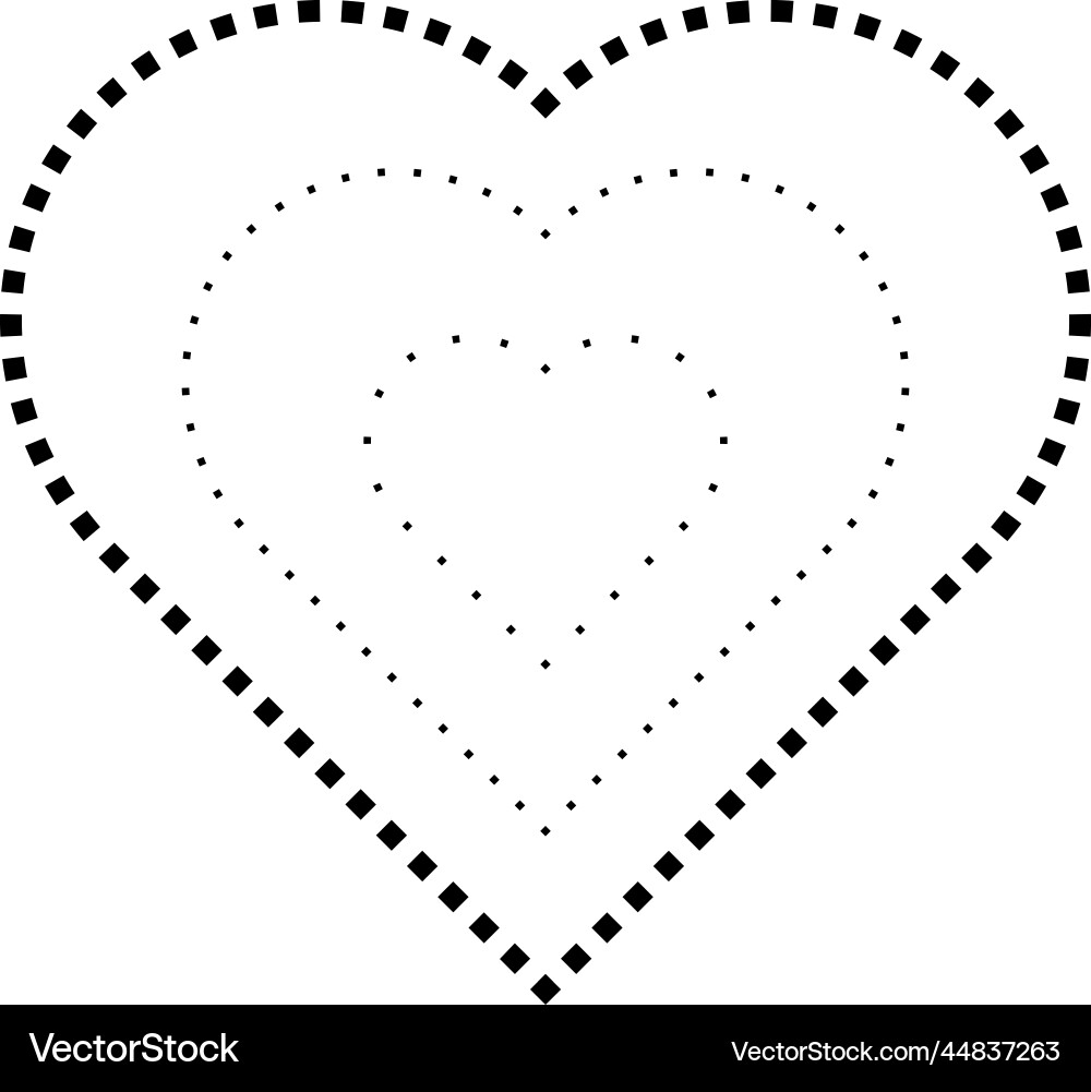 Tracing heart shape symbol dashed and dotted Tracing heart shape symbol dashed and dotted vector image