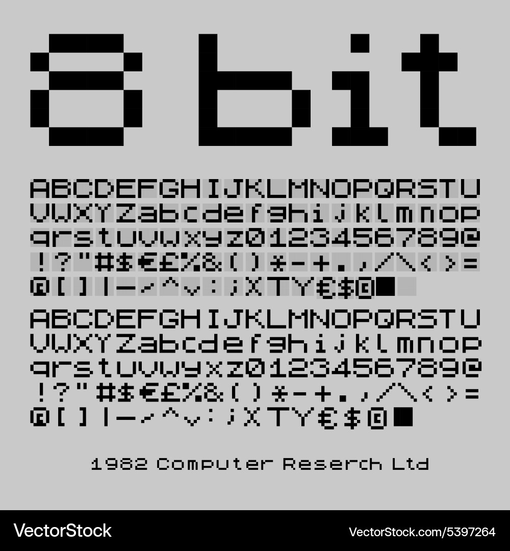 8 bit font vector image