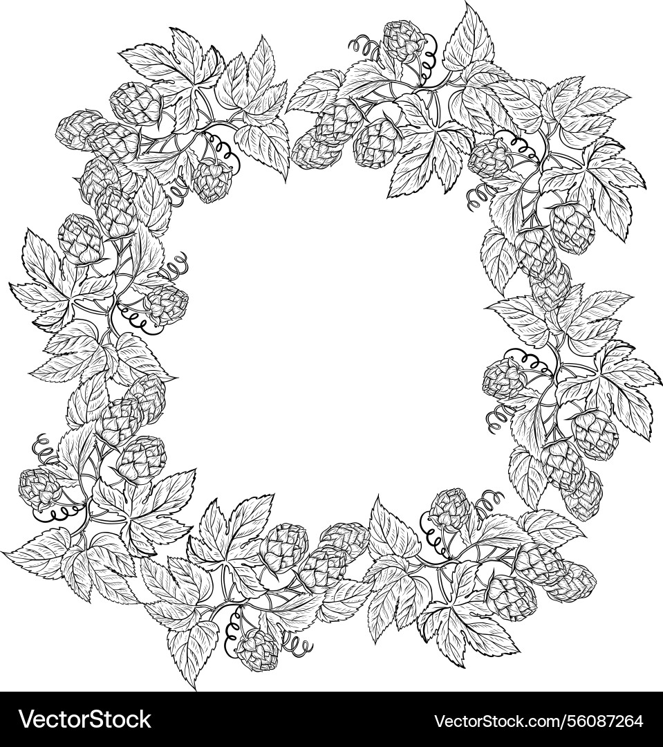 Border frame with branches of hops Vector Image