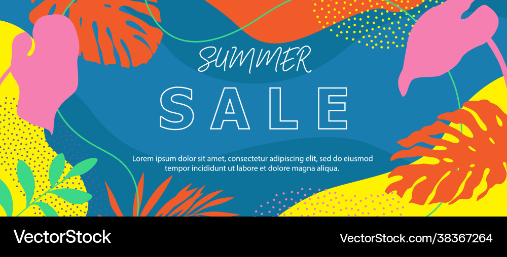 Colorful exotic tropic background with monstera Colorful exotic tropic background with monstera vector image