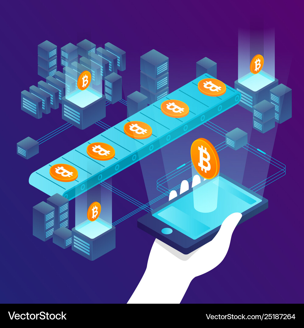 Concept - cryptocurrency mining process – Royalty-Free Vector | VectorStock