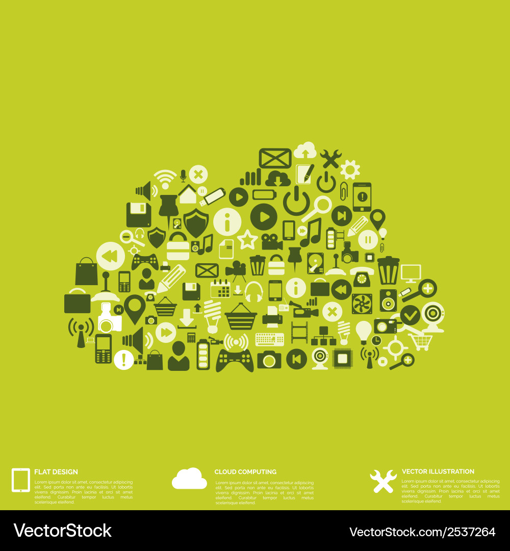 Flat abstract background with web icons interface vector image