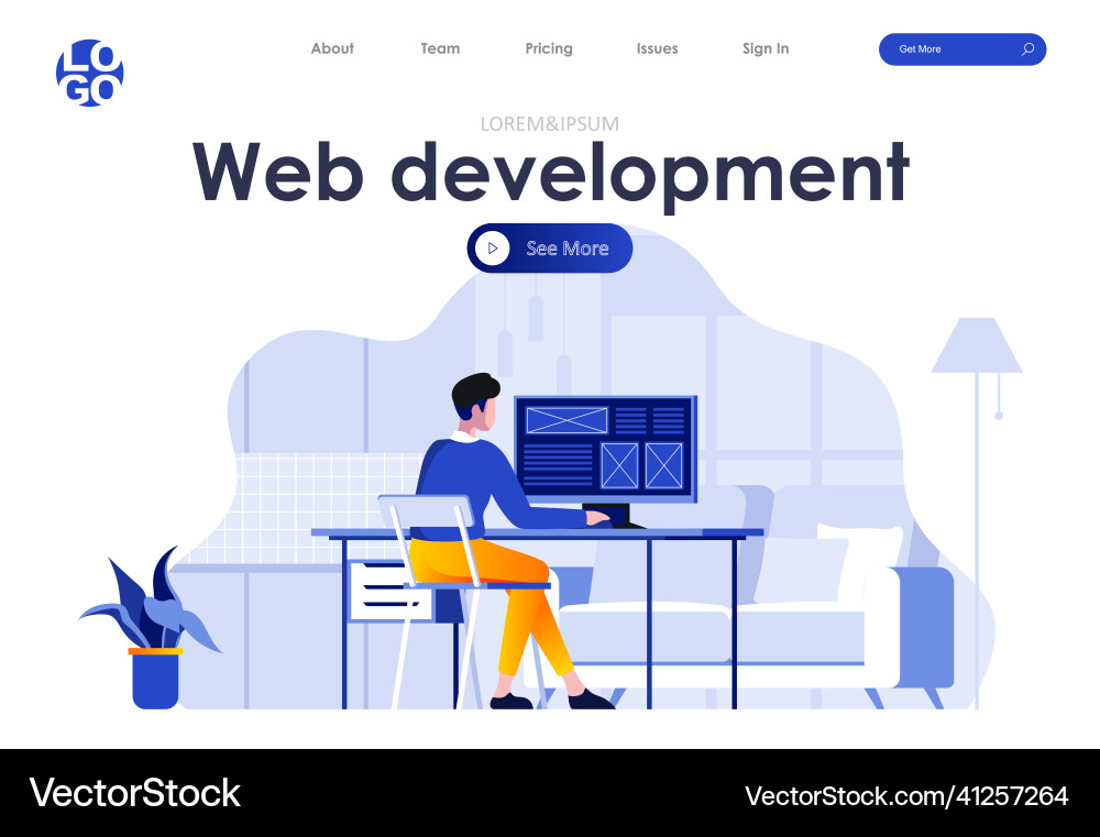 Frontend Web Development Landing Page vector image