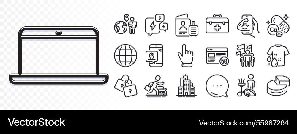 Locks cursor and first aid line icons for web app Locks cursor and first aid line icons for web app vector image