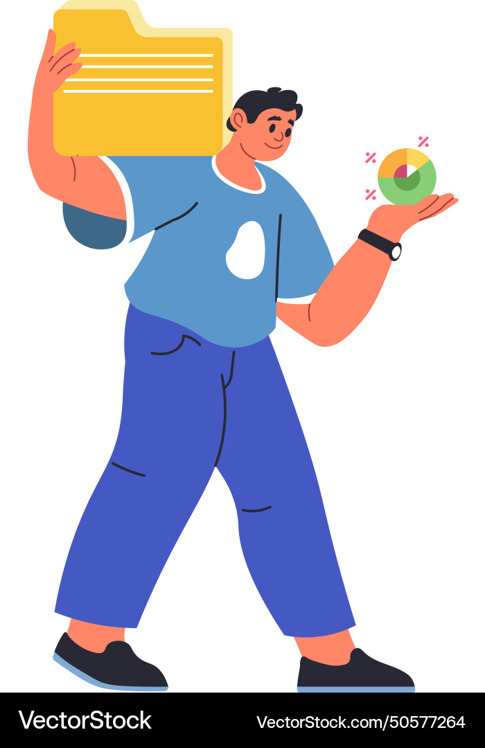 Man character holding folder or document case Man character holding folder or document case vector image