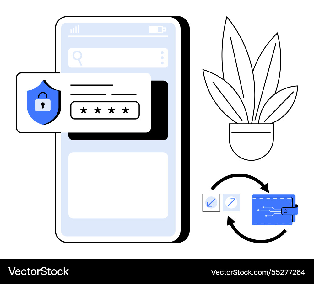 Mobile security with password protection and data Mobile security with password protection and data vector image
