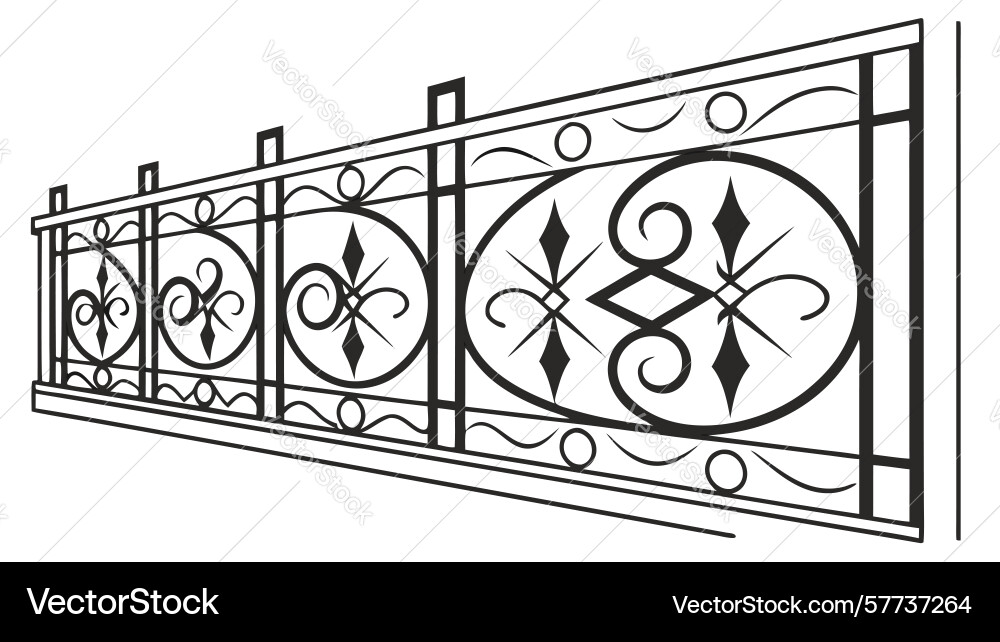 Ornate fence with diamond scroll patterns design vector image