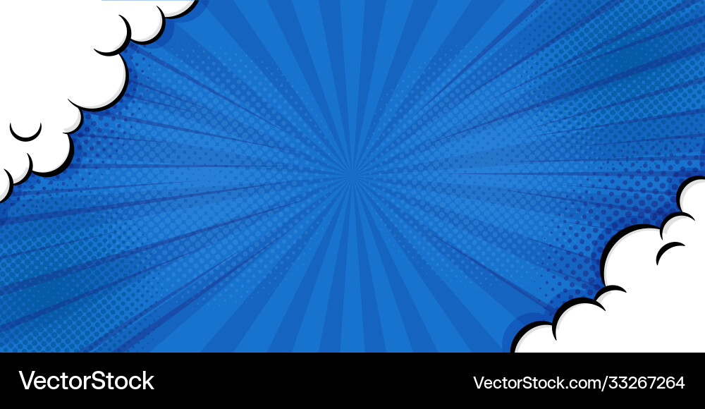 Pop art comic background with cloud and shine vector image