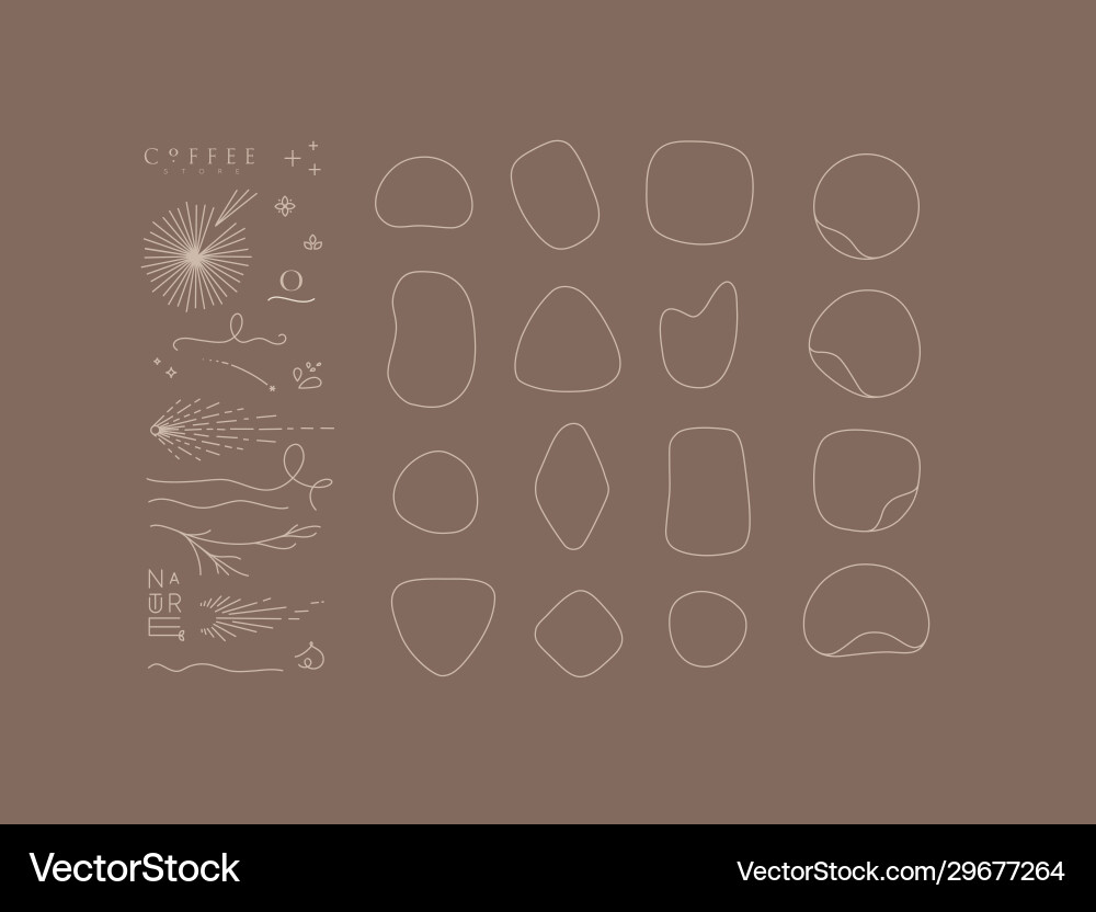 Set decorative elements and frames brown Set decorative elements and frames brown vector image