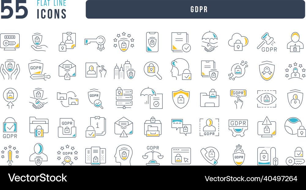 Set of linear icons gdpr Set of linear icons gdpr vector image