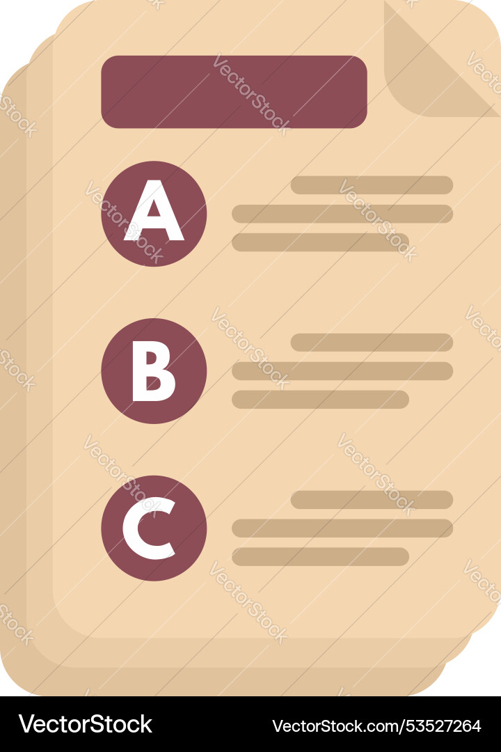 Stack of papers with a b c checklist Stack of papers with a b c checklist vector image
