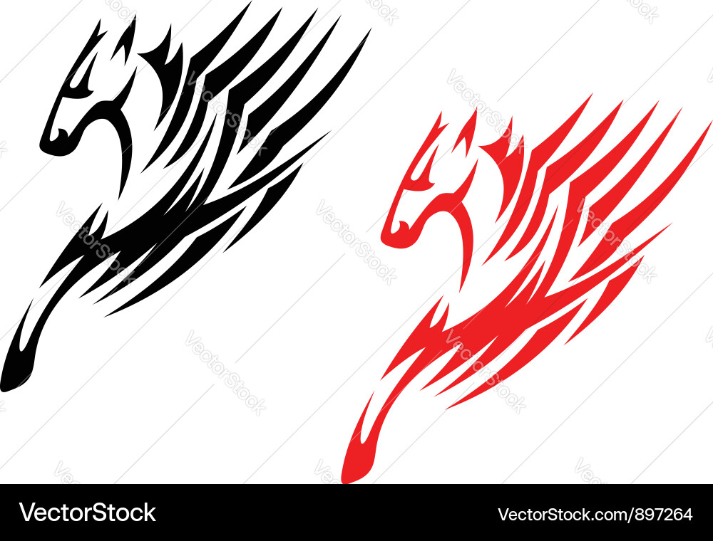 Tribal stallions isolated on white vector image