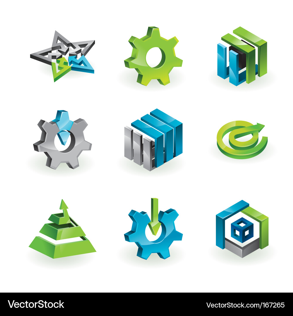 3D Geometric Icons & Elements vector image