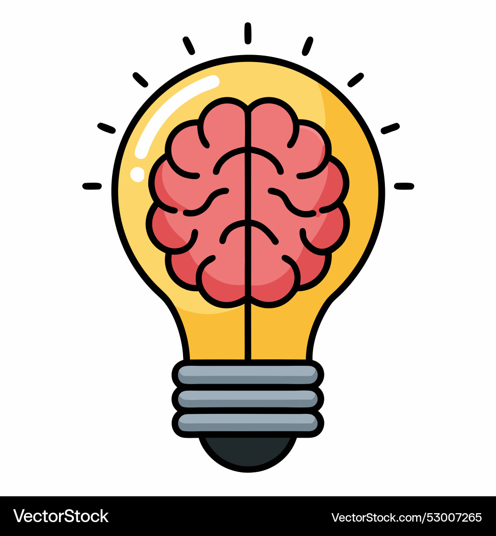 Brain inside a-light bulb Royalty Free Vector Image
