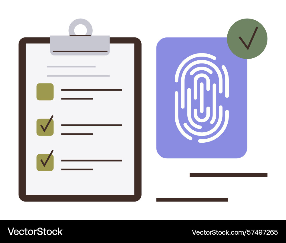 Checklist with completed tasks and fingerprint Checklist with completed tasks and fingerprint vector image