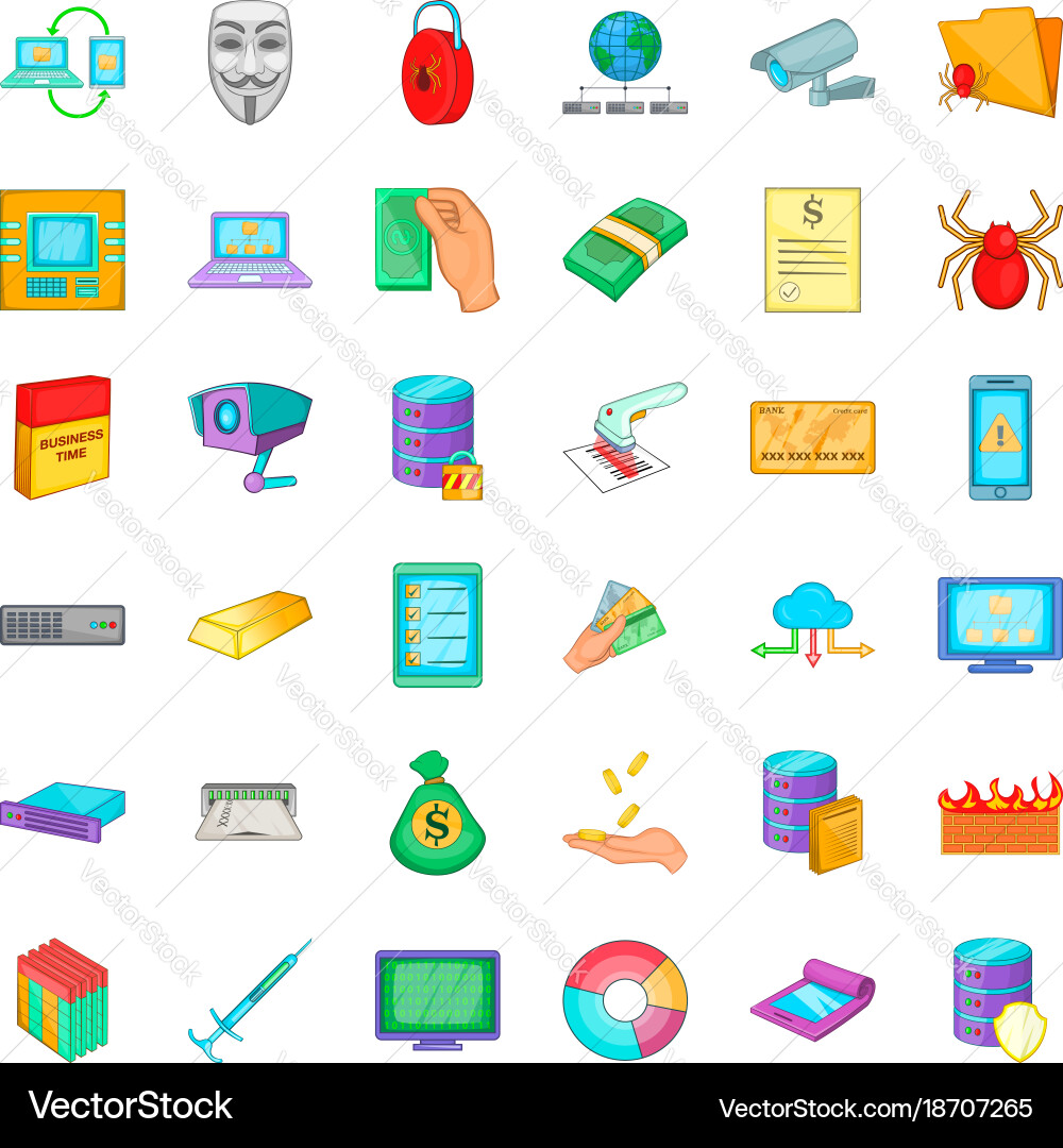 Code reader icons set cartoon style vector image